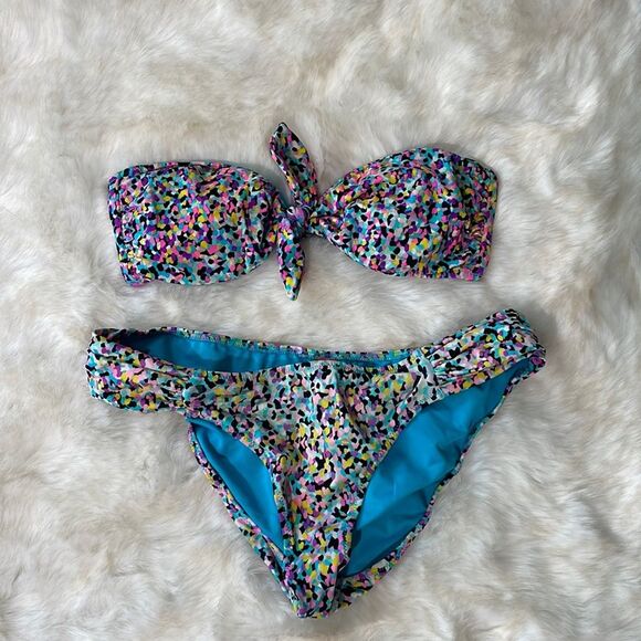Victoria’s Secret colorful, VS Confetti Bikini set top bottom size small - Picture 1 of 5